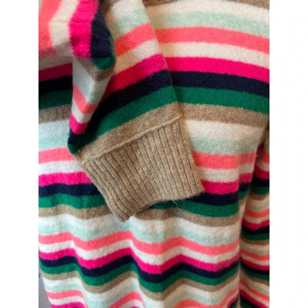 J Crew Pullover Sweater Womens Medium Extra Soft Yarn Rainbow Striped Wool Blend